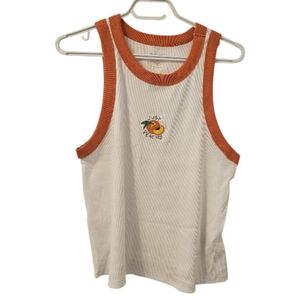 Multi-Coloured Old Navy Women's Ribbed Snug "Just Peachy" Graphic Tank Top
